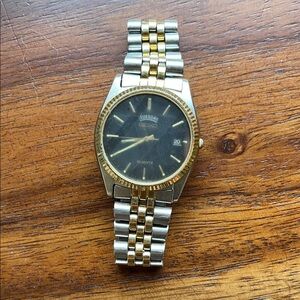 Rare Seiko Men’s Watch 7N43-8a49 Presidential Two Tone Black Dial